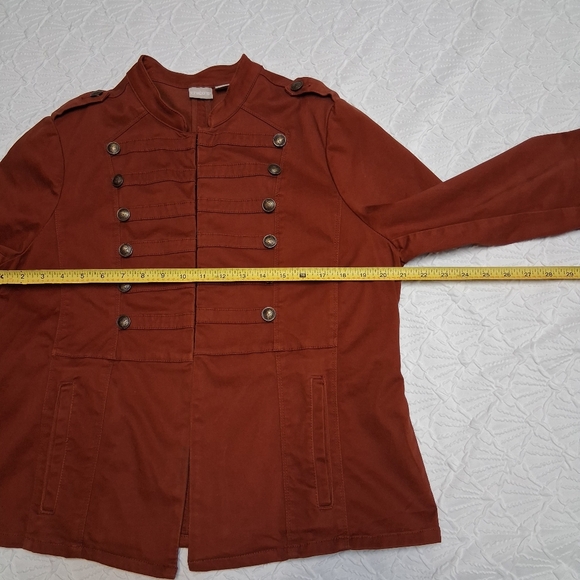 Chico's Burnt Orange Military Jacket Size 2 Usa Size 12/14 - Picture 11 of 16